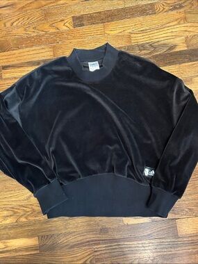 adidas Black Velvet Crew Sweatshirt with Logo Tag